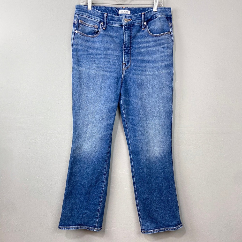Good American Good Curve Jeans Women Size 15/33 Blue High Rise Straight Leg